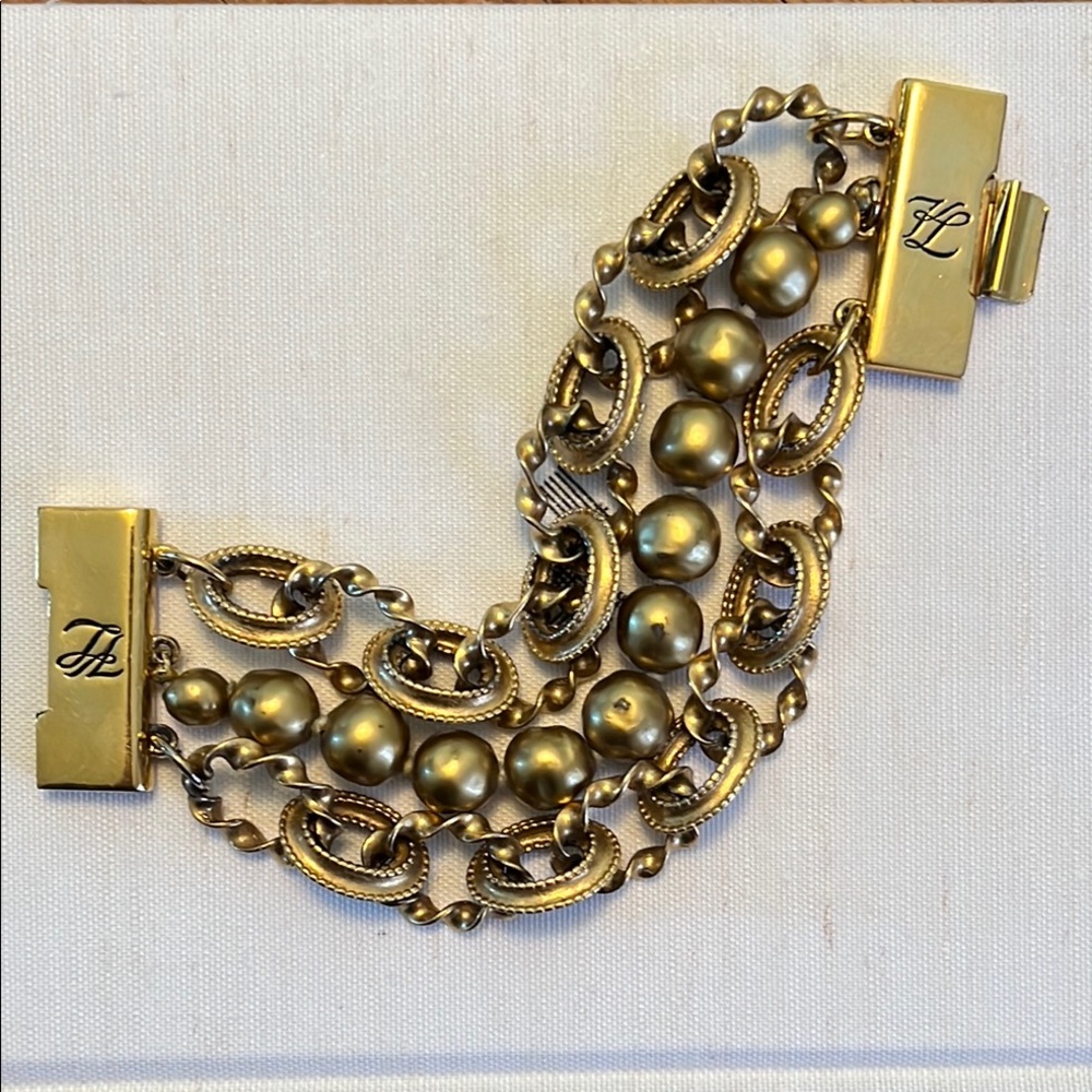 Karl Lagerfeld Couture Gold Pearl & Treasure Chain Bracelet